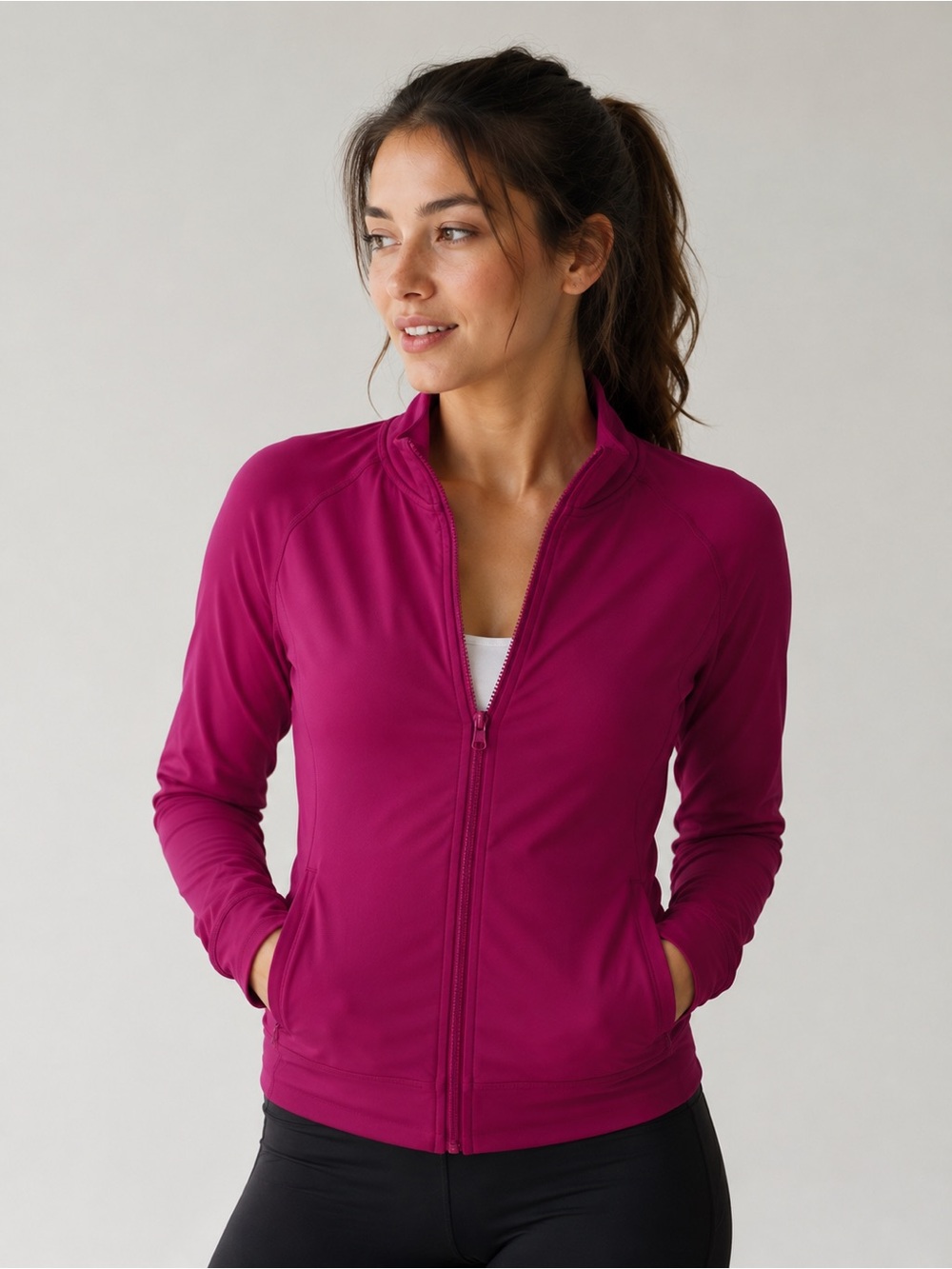 Yogalicious Women's Magenta Full-Zip Jacket‎